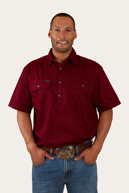 Ringers Western Pack Saddle Mens Short Sleeve Half Button Work Shirt - 9