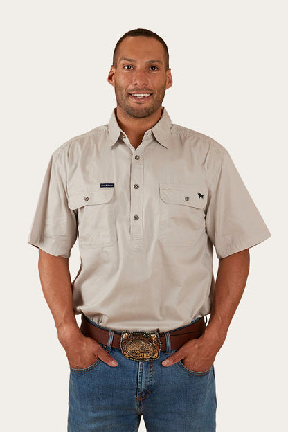 Ringers Western Pack Saddle Mens Short Sleeve Half Button Work Shirt