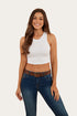Ringers Western Paige Womens Cropped Rib Tank - White