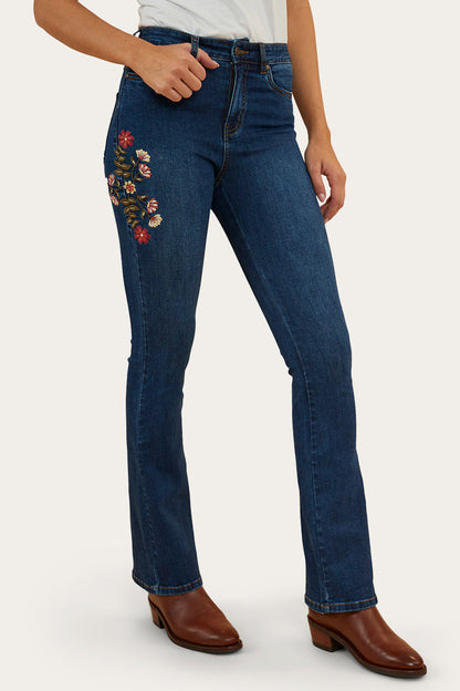 Ringers Western Penny Rodeo Womens High-Rise Bootleg Jeans - Classic Blue - 8