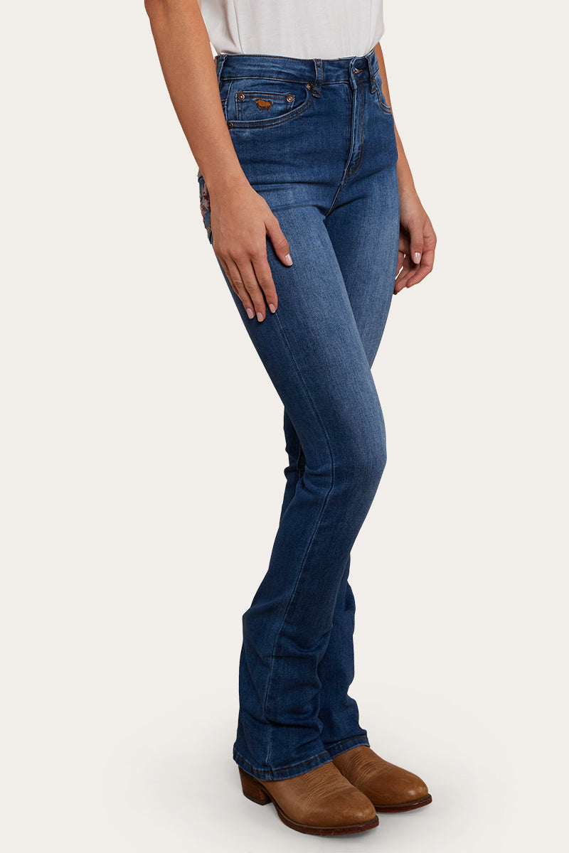 Ringers Western Penny Rodeo Womens High-Rise Bootleg Jeans - Vintage Blue Wash - 10