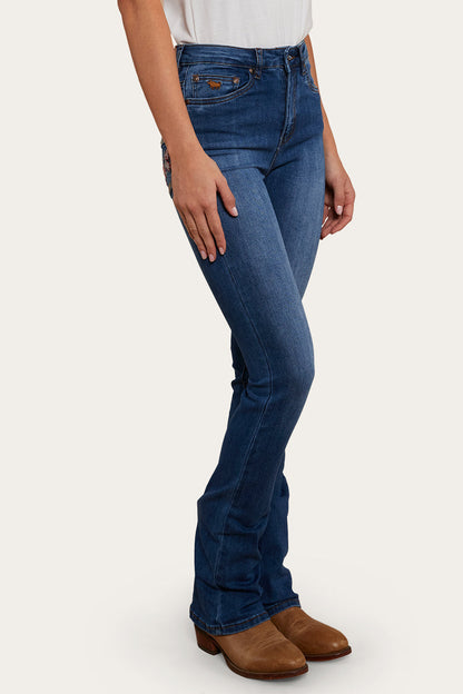 Ringers Western Penny Rodeo Womens High-Rise Bootleg Jeans - Vintage Blue Wash - 10