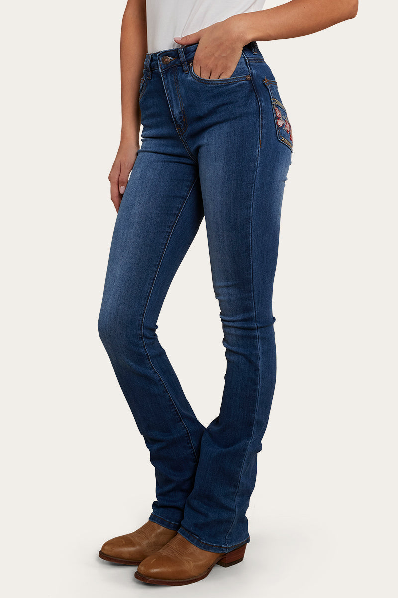 Ringers Western Penny Rodeo Womens High-Rise Bootleg Jeans - Vintage Blue Wash