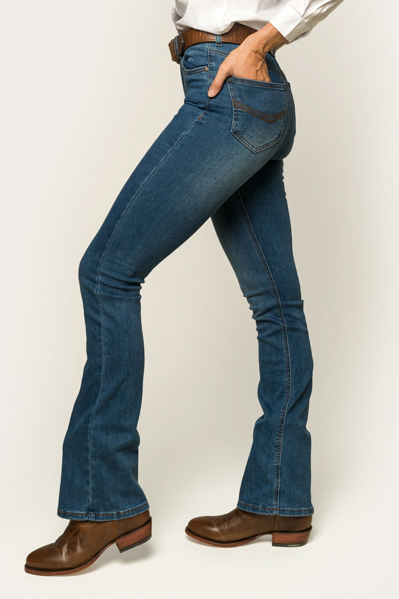 Ringers Western Penny Womens High-Rise Bootleg Jeans - Vintage Blue Wash - 10