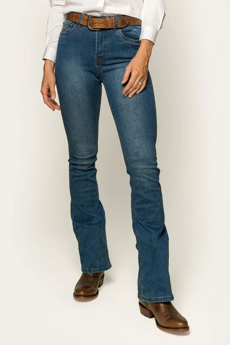 Ringers Western Penny Womens High-Rise Bootleg Jeans - Vintage Blue Wash - 11