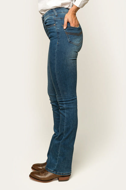 Ringers Western Penny Womens High-Rise Bootleg Jeans - Vintage Blue Wash - 4