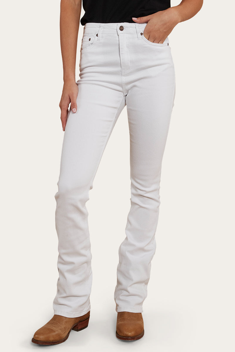 Ringers Western Penny Womens High-Rise Bootleg Jeans - White - 3