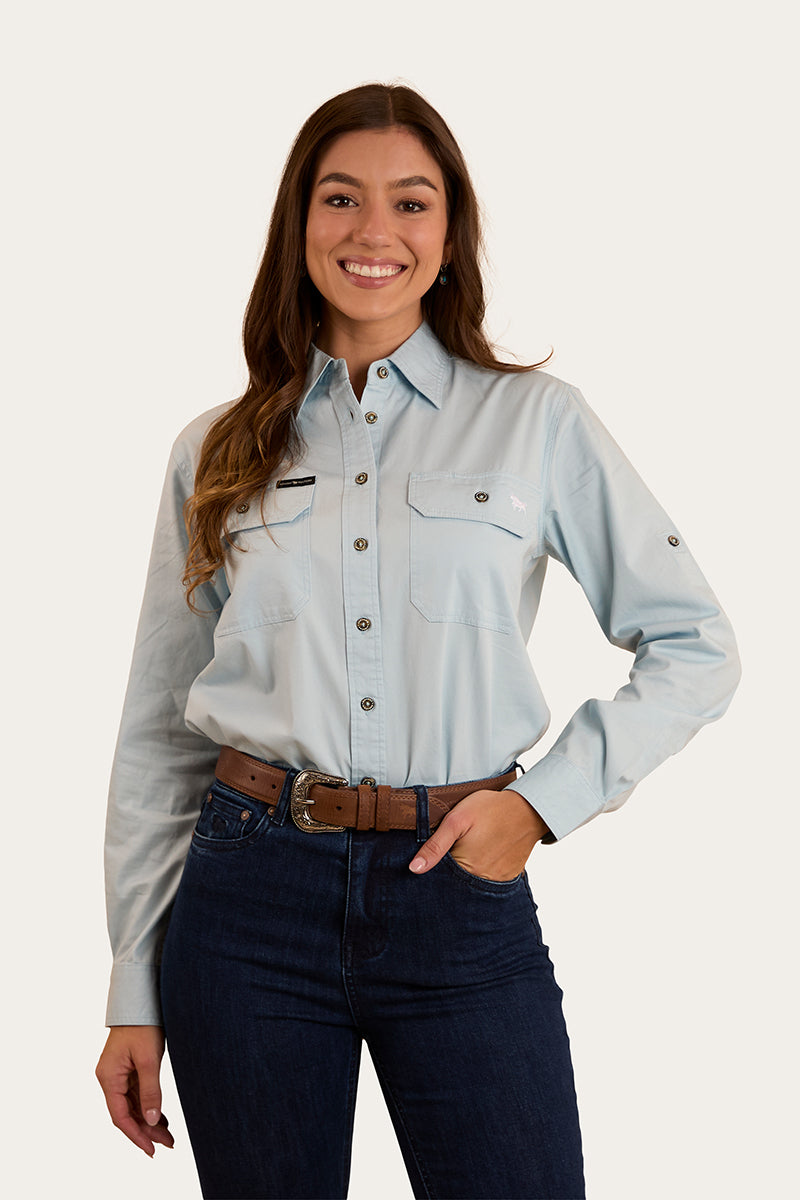 Ringers Western Pentecost River Womens Full Button Work Shirt - Pastel Blue