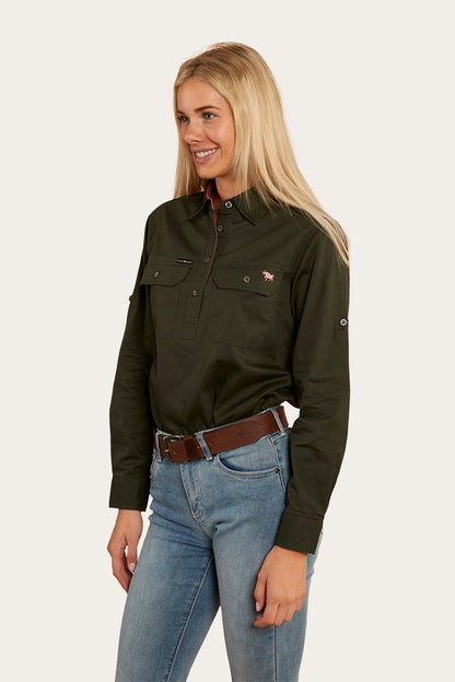 Ringers Western Pentecost River Womens Half Button Work Shirt - 8