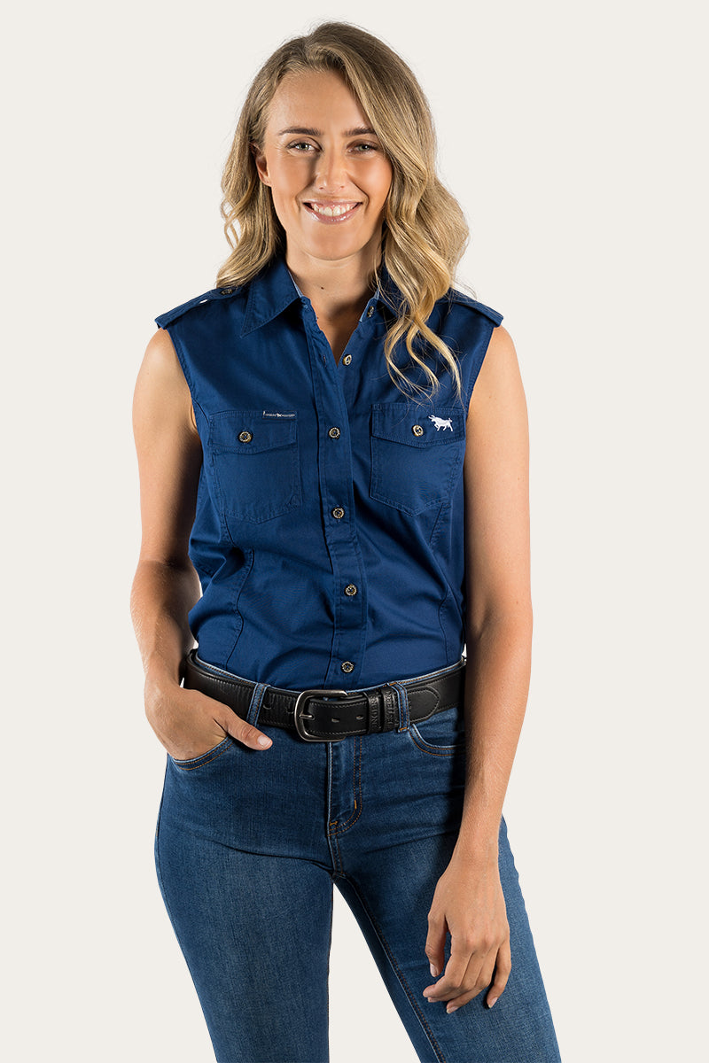 Ringers Western Pentecost River Womens Sleeveless Work Shirt - Navy