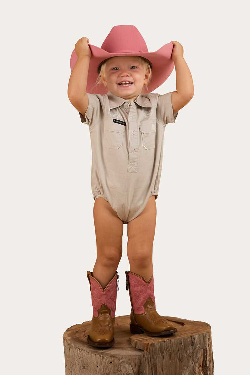 Ringers Western Ringers Babies Short Sleeve Work Shirt Romper - 10