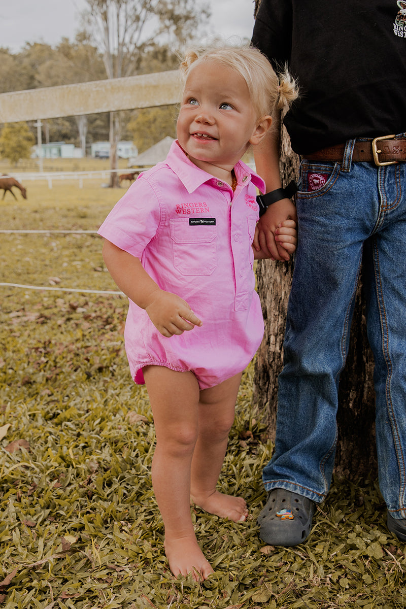 Ringers Western Ringers Babies Short Sleeve Work Shirt Romper - 2