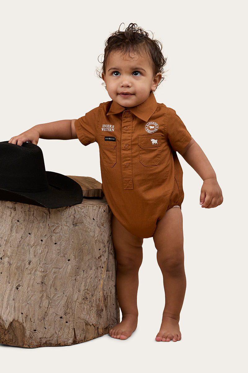 Ringers Western Ringers Babies Short Sleeve Work Shirt Romper - 20