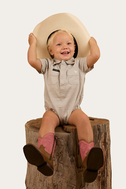 Ringers Western Ringers Babies Short Sleeve Work Shirt Romper - 3
