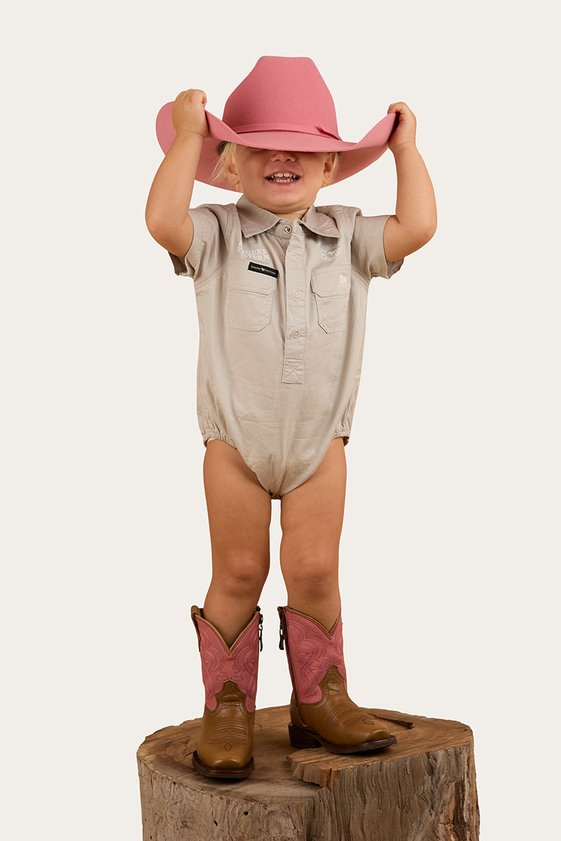 Ringers Western Ringers Babies Short Sleeve Work Shirt Romper - 5
