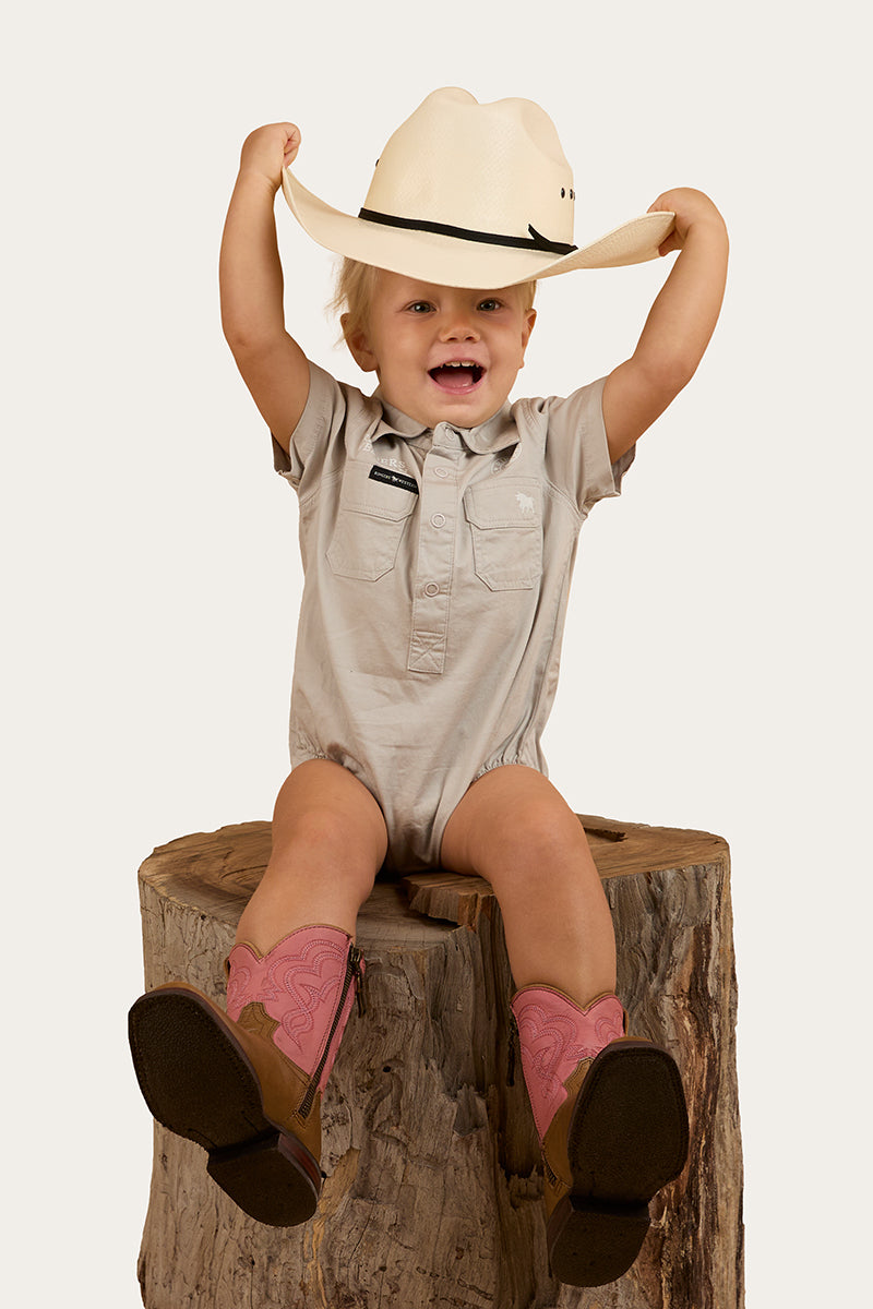 Ringers Western Ringers Babies Short Sleeve Work Shirt Romper - 6