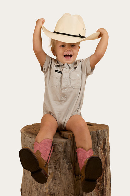 Ringers Western Ringers Babies Short Sleeve Work Shirt Romper - 6