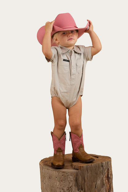 Ringers Western Ringers Babies Short Sleeve Work Shirt Romper - 8