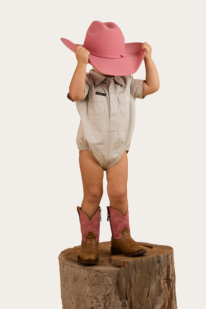 Ringers Western Ringers Babies Short Sleeve Work Shirt Romper - 9