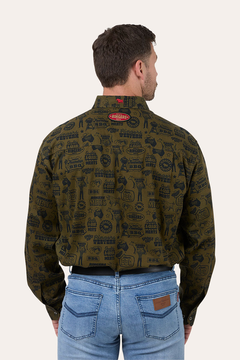 Ringers Western Ringers Meats Mens Full Button Work Shirt - Back