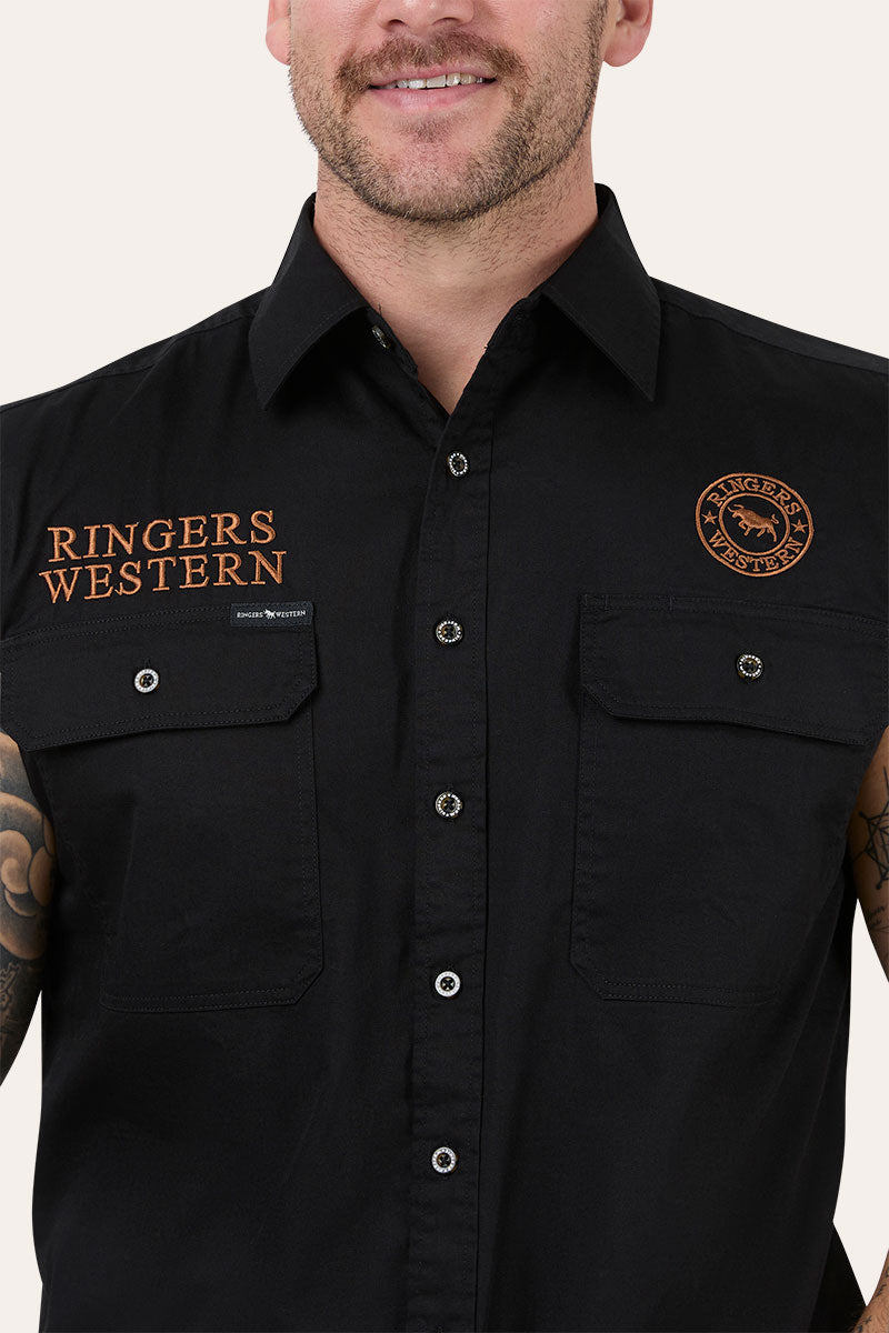 Ringers Western Ringers Racing Mens Full Button Sleeveless Work Shirt - 2