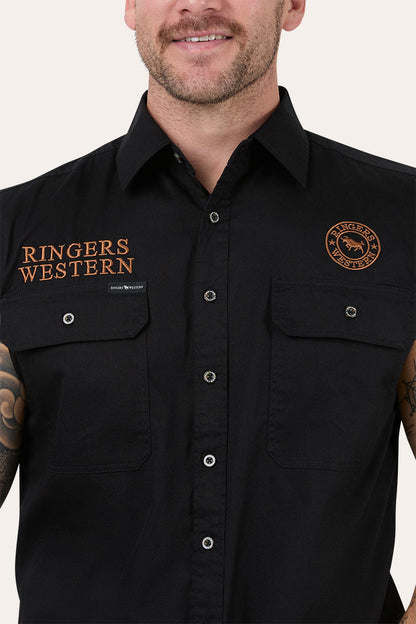 Ringers Western Ringers Racing Mens Full Button Sleeveless Work Shirt - 2