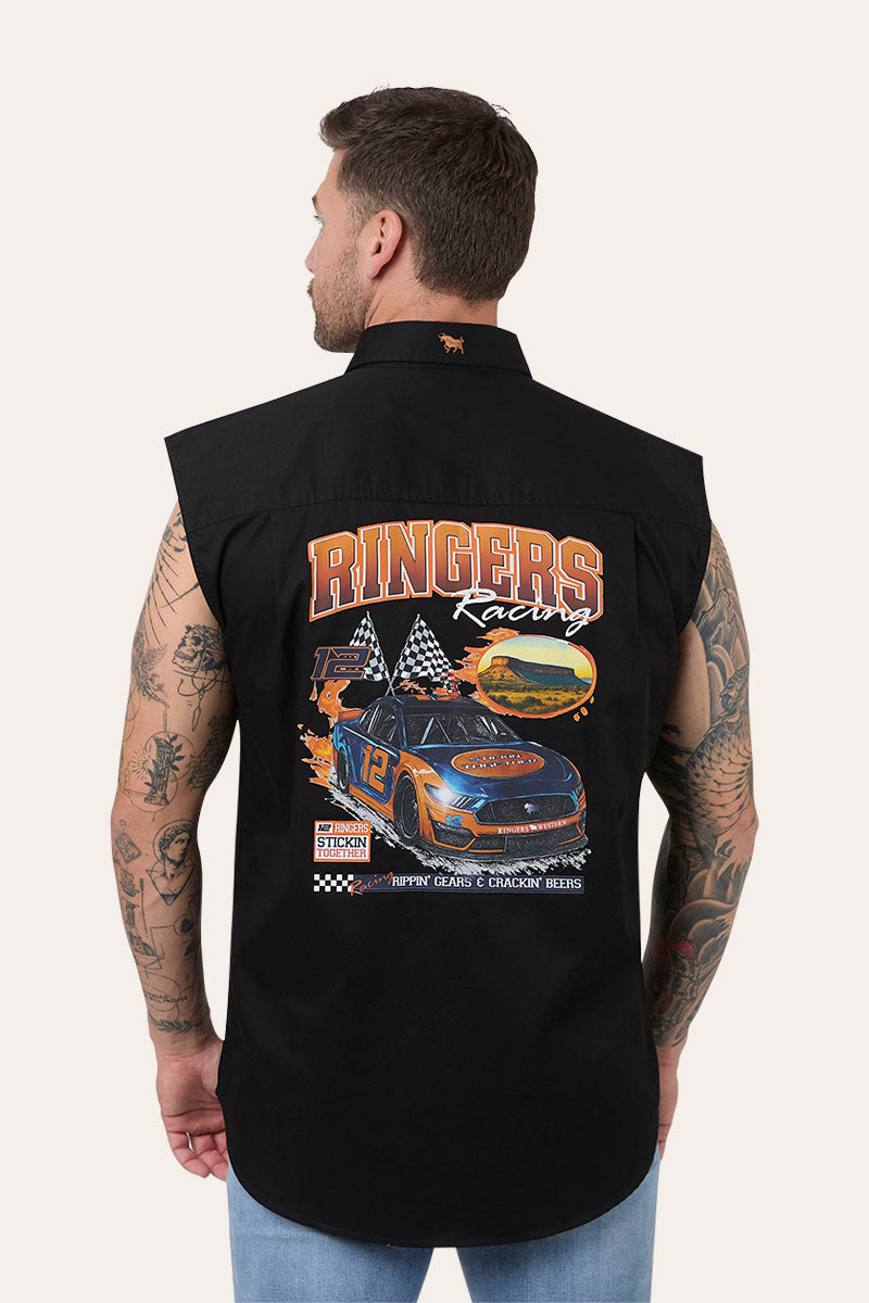Ringers Western Ringers Racing Mens Full Button Sleeveless Work Shirt - 3
