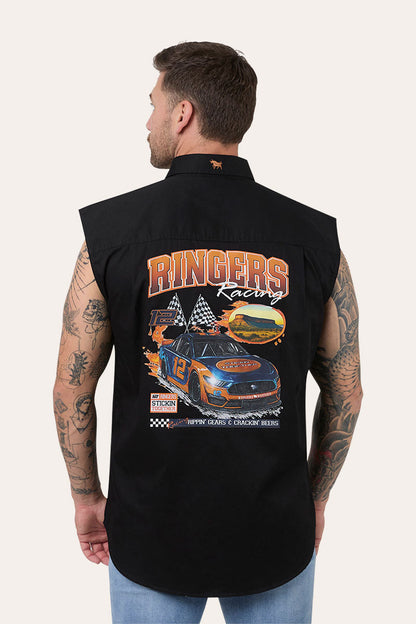 Ringers Western Ringers Racing Mens Full Button Sleeveless Work Shirt - 3