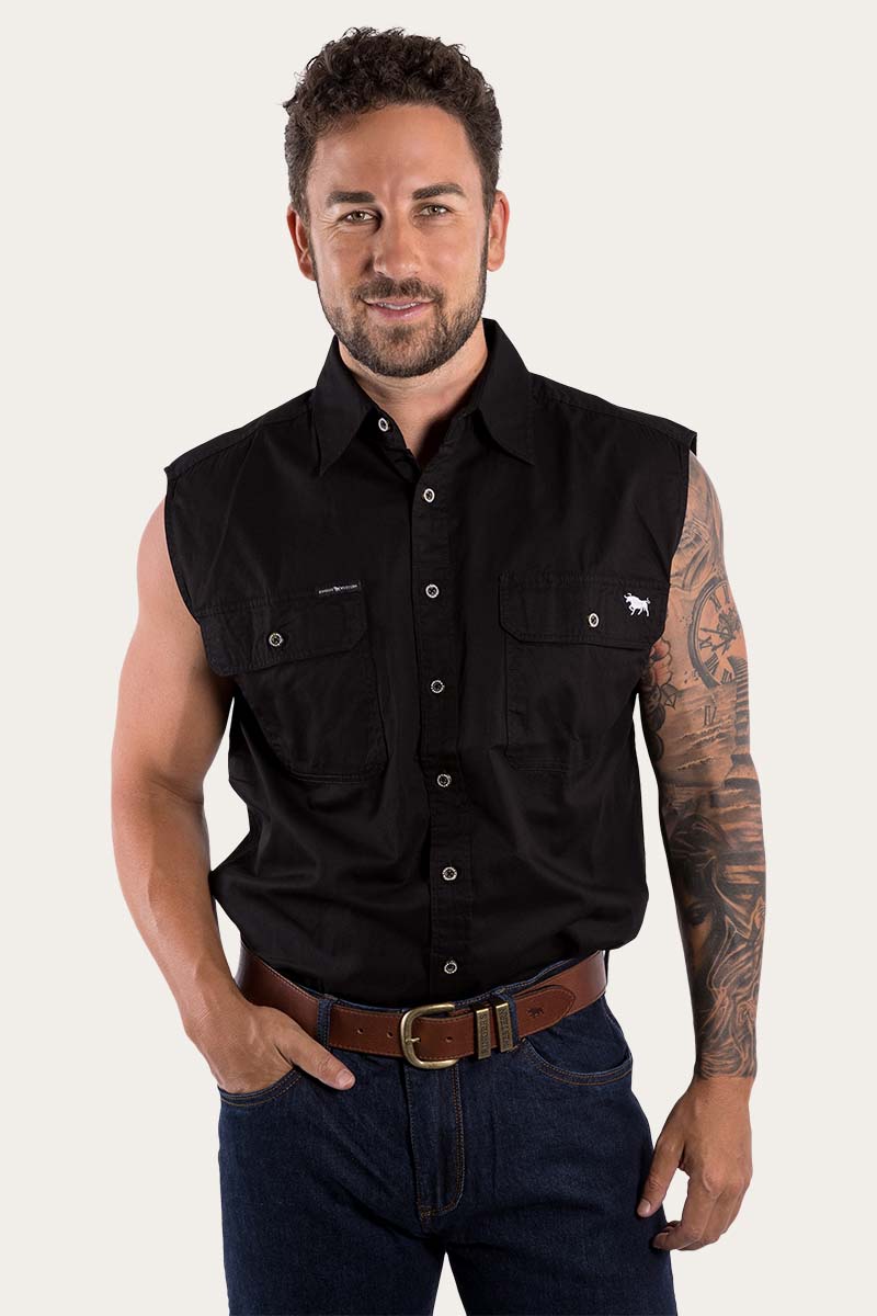 Ringers Western Rob Roy Mens Sleeveless Full Button Work Shirt - 14