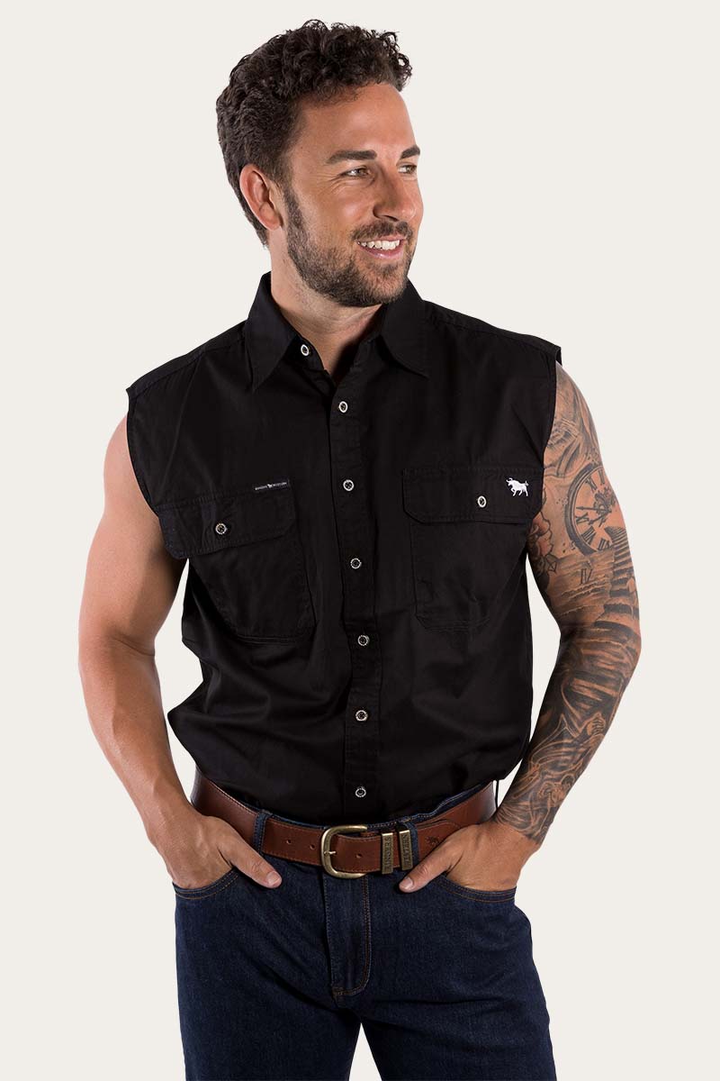 Ringers Western Rob Roy Mens Sleeveless Full Button Work Shirt - 15