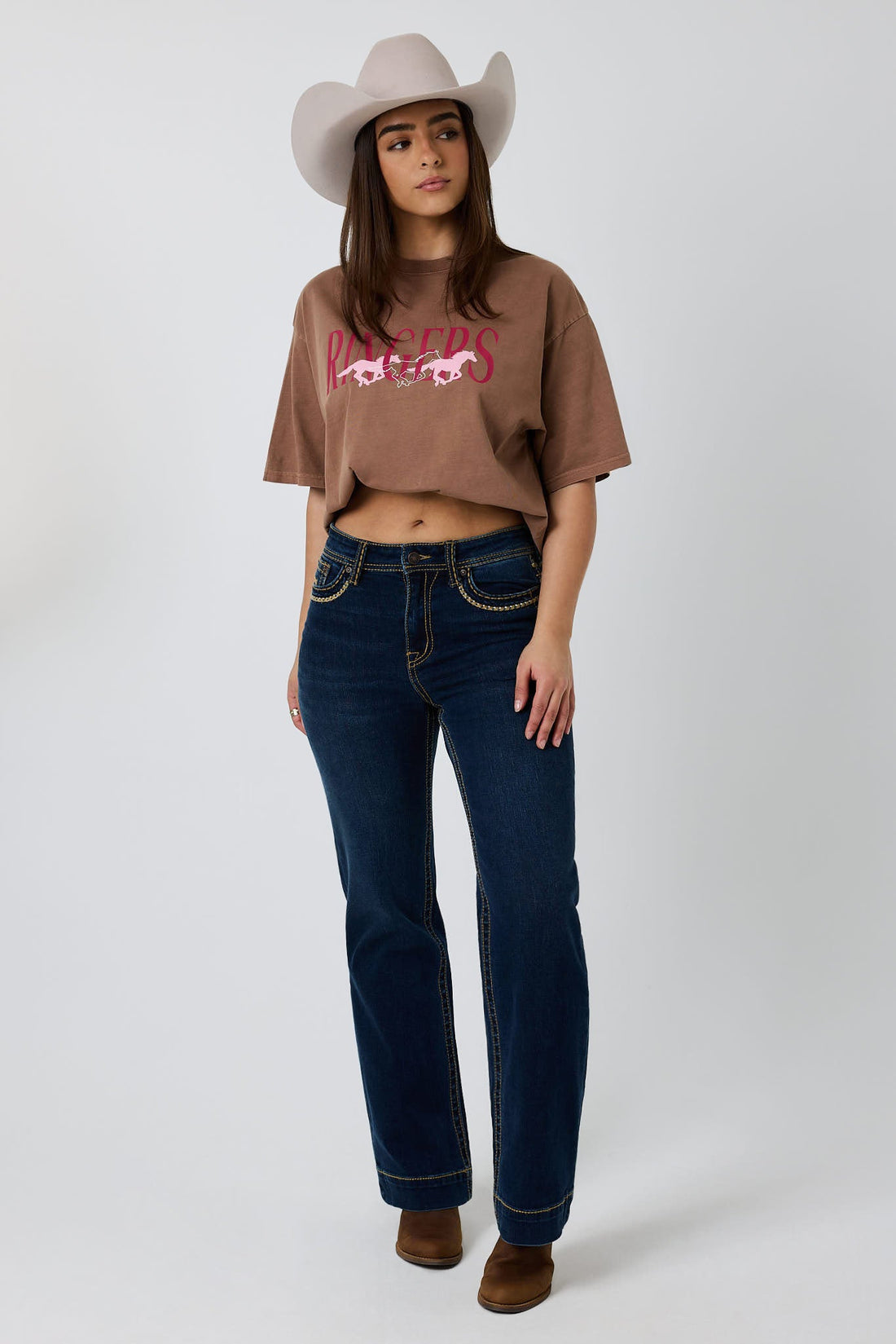 Ringers Western Running Herd Womens Oversized T-Shirt - Front