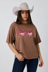 Ringers Western Running Herd Womens Oversized T-Shirt - Washed Saddle Brown
