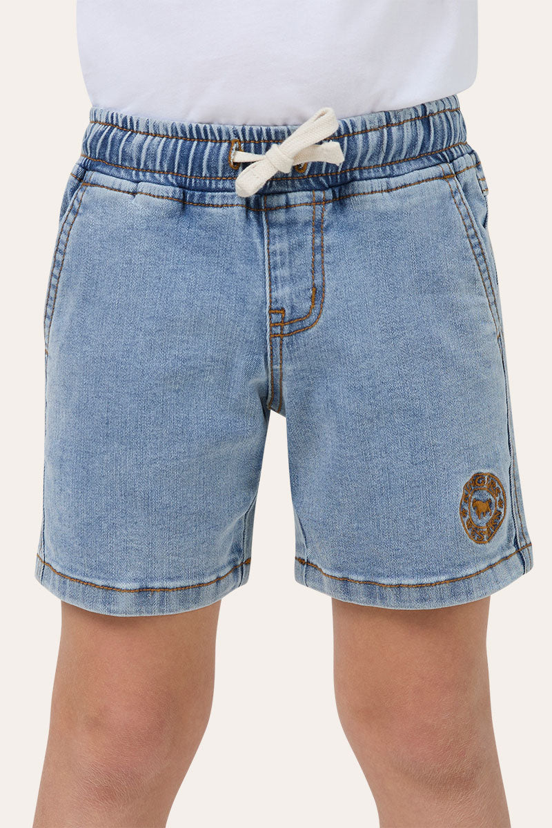Ringers Western Rustler Kids Boys Elastic Waist Short - Light Blue