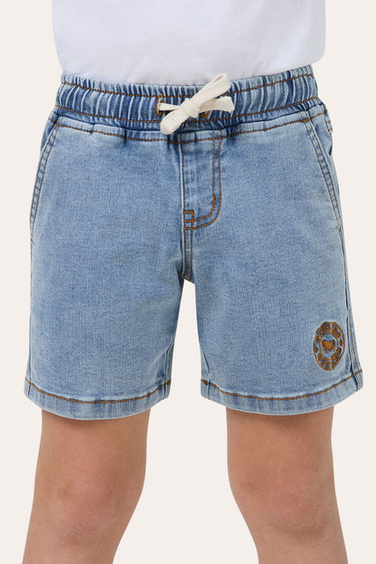 Ringers Western Rustler Kids Boys Elastic Waist Short - Light Blue
