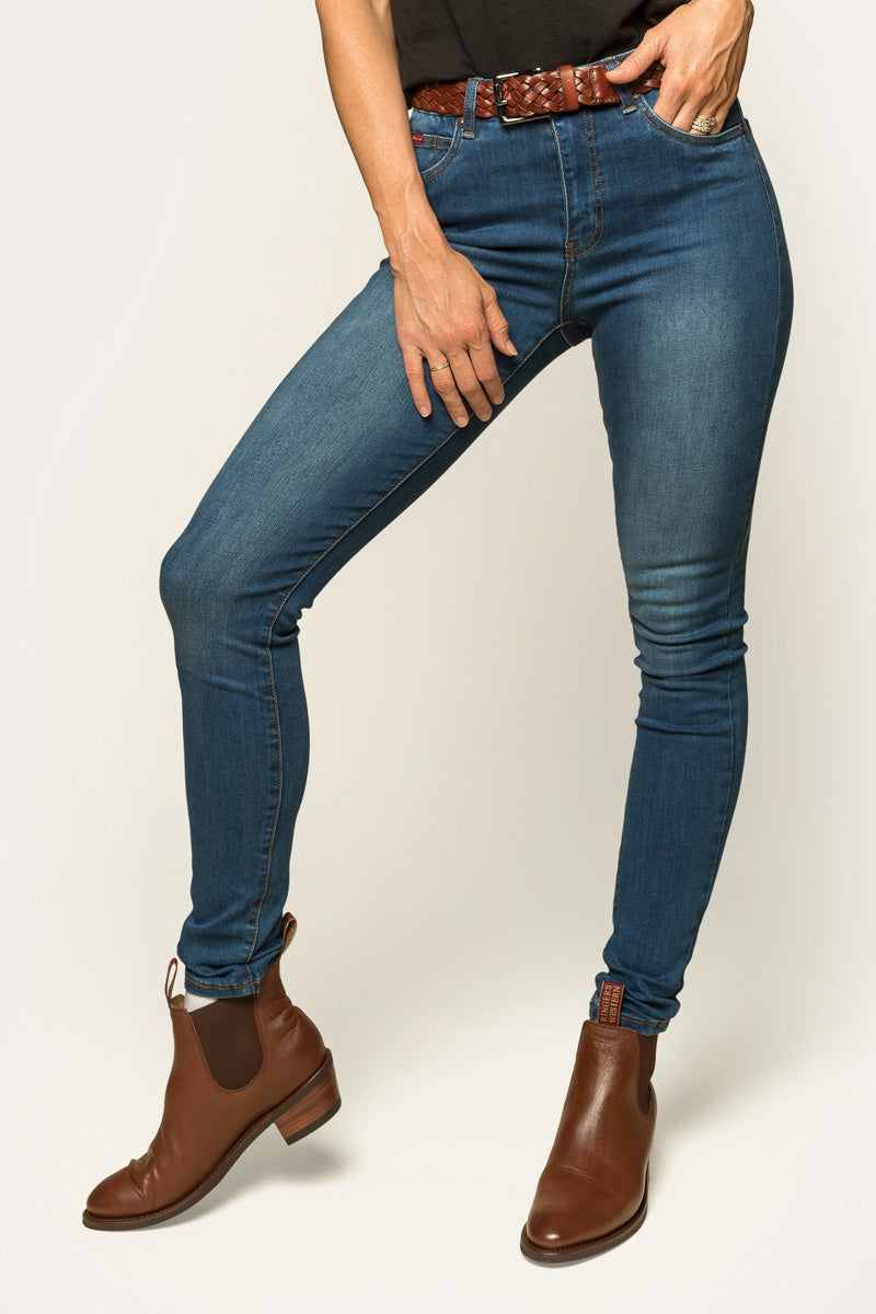 Ringers Western Sammy Womens High Rise Skinny Leg Jeans - Vintage Blue Wash