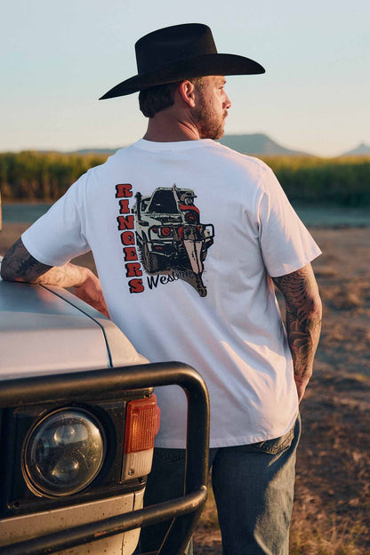Ringers Western Side Chick Mens Loose Fit T-Shirt - White