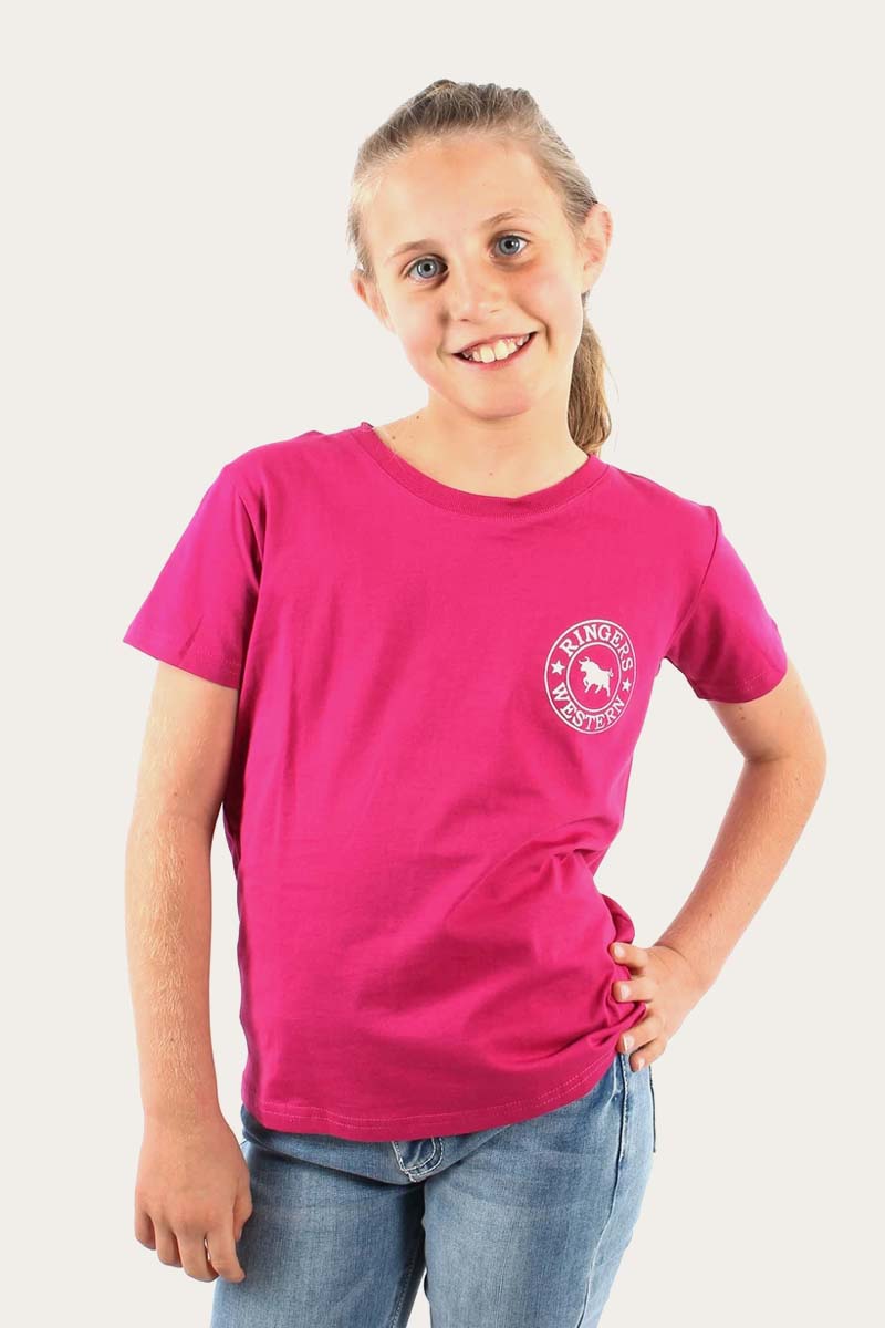 Ringers Western Signature Bull Kids Classic Fit T-Shirt - Magenta Silver