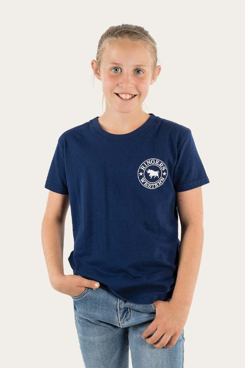Ringers Western Signature Bull Kids Classic Fit T-Shirt - Navy White Top