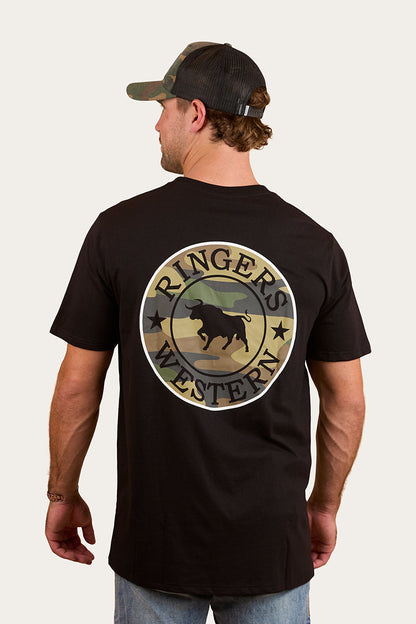 Ringers Western Signature Bull Mens Loose Fit T-Shirt - Black/Camo