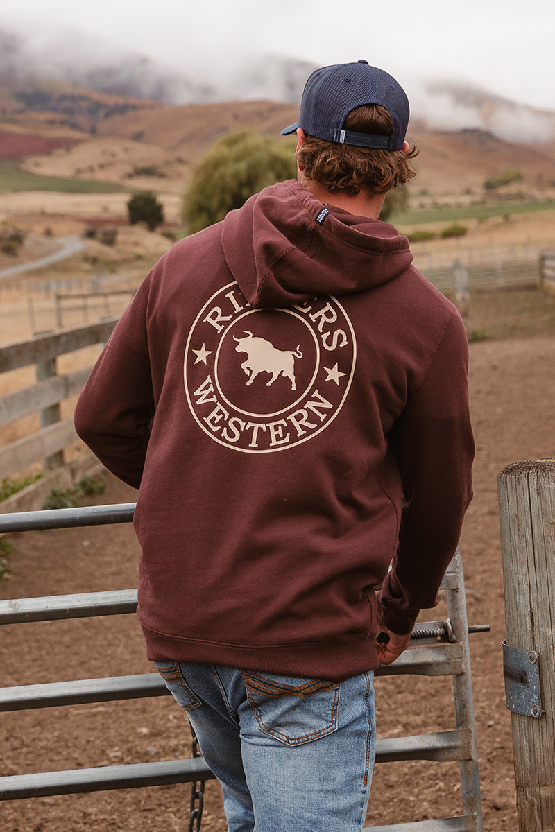Ringers Western Signature Bull Mens Pullover Hoodie - Chocolate Dark Sand