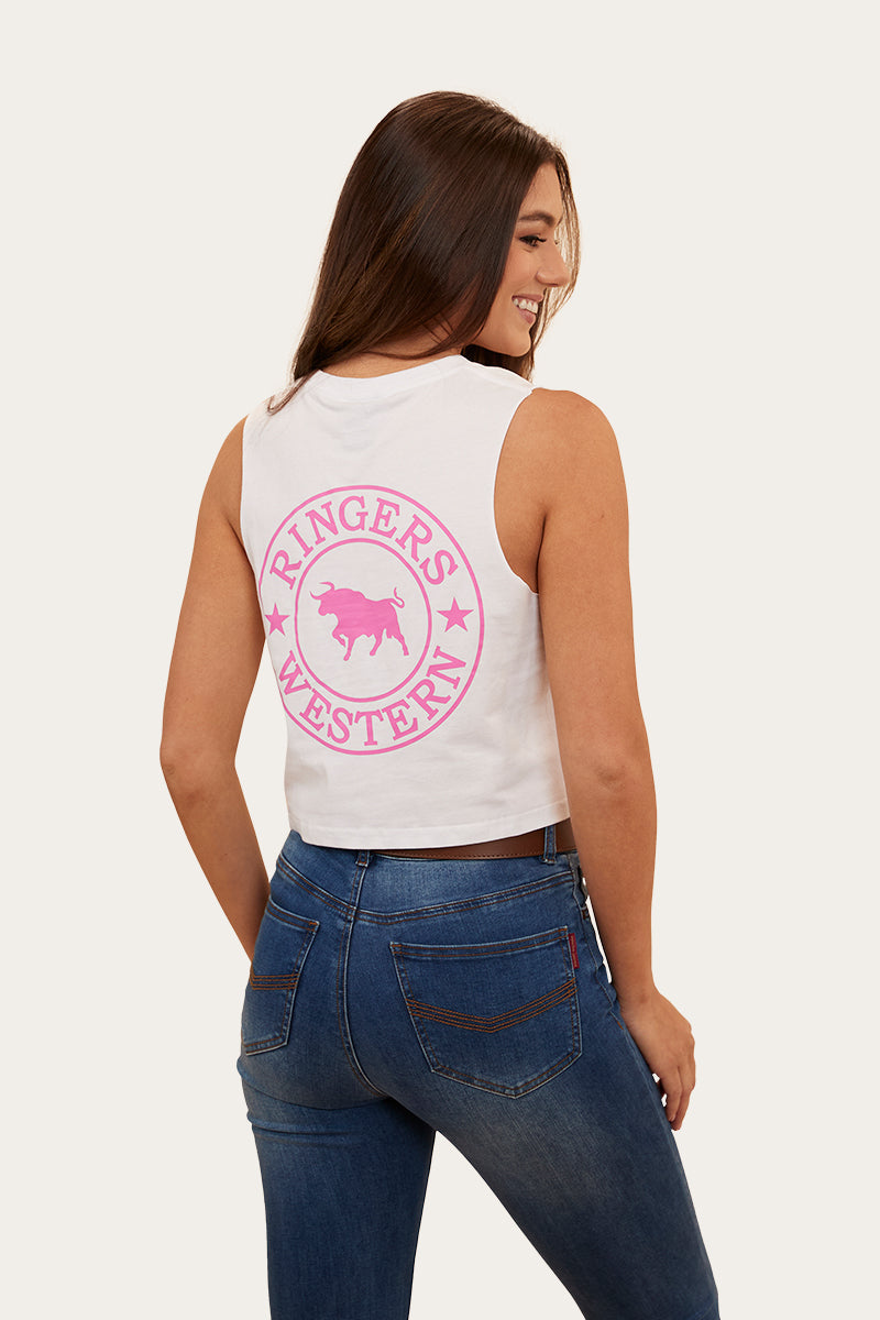 Ringers Western Signature Bull Womens Crop Muscle Tank - 4