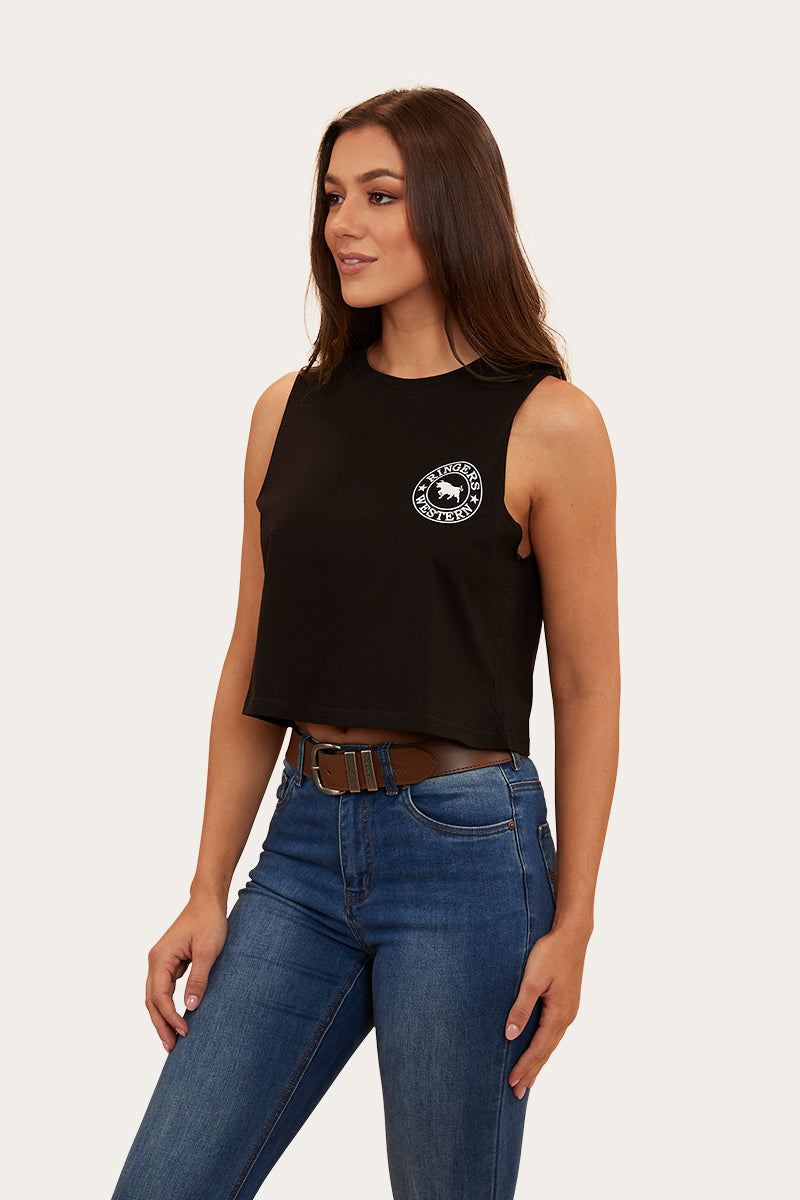 Ringers Western Signature Bull Womens Crop Muscle Tank - 7