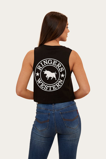 Ringers Western Signature Bull Womens Crop Muscle Tank - 9
