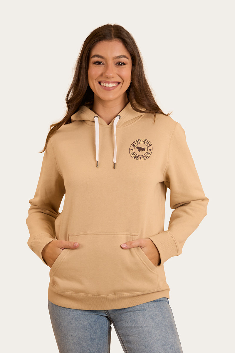 Ringers Western Signature Bull Womens Pullover Hoodie - Dark Sand Chocolate