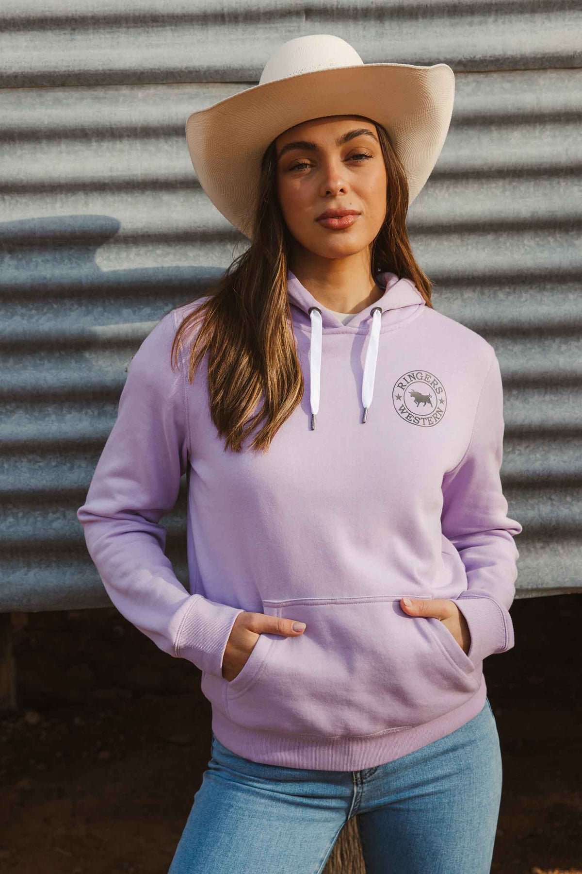 Ringers Western Signature Bull Womens Pullover Hoodie - Lavender Lifestyle