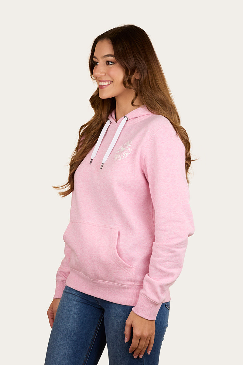 Ringers Western Signature Bull Womens Pullover Hoodie - Pink Marle Side