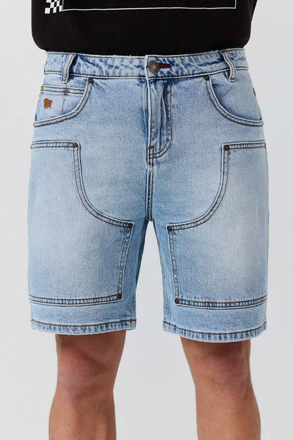 Ringers Western Silver Spurs Mens Denim Carpenter Short