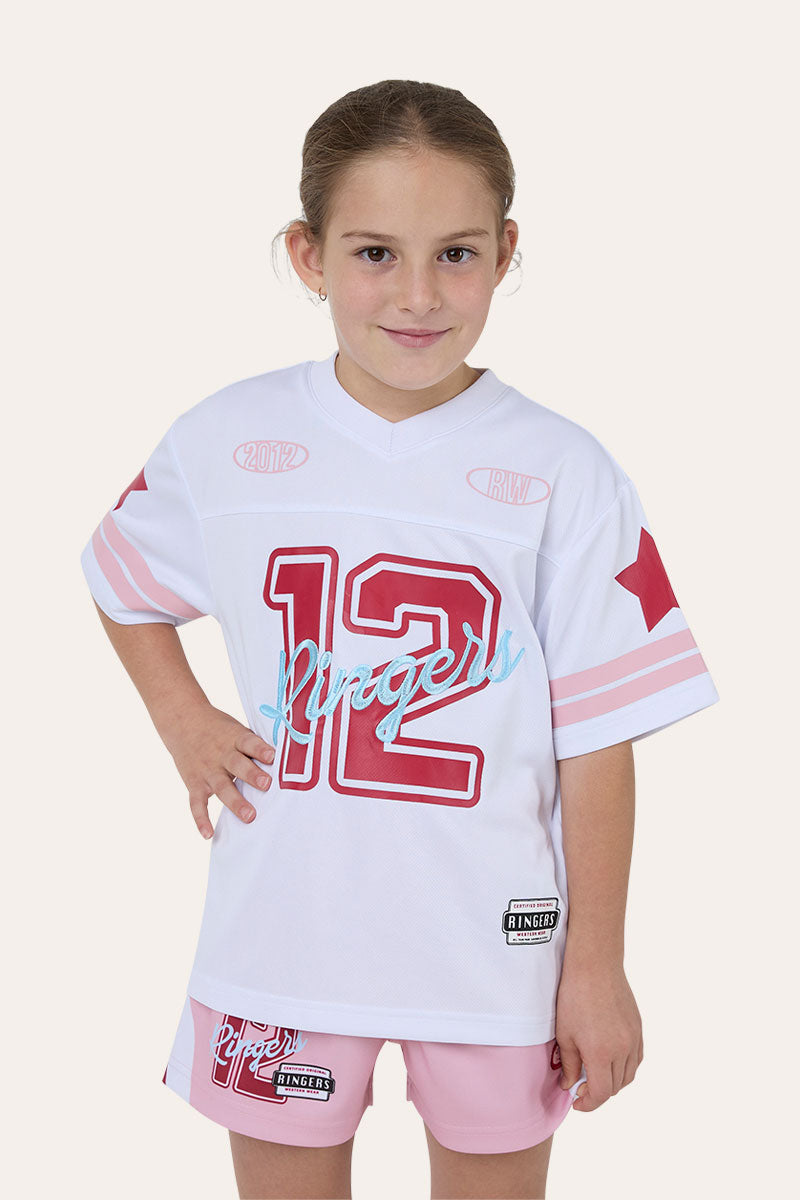 Ringers Western Since 2012 Kids Unisex Football Jersey - White / Red