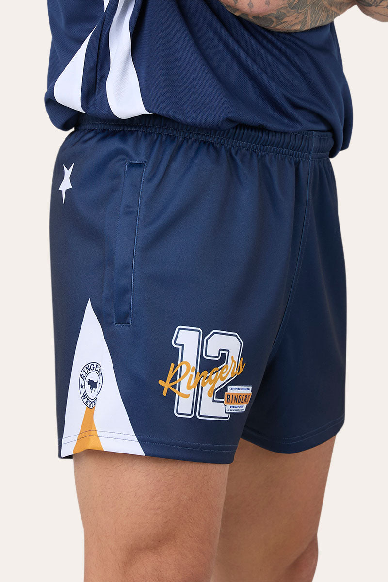 Ringers Western Since 2012 Unisex Footy Short - College Navy Side