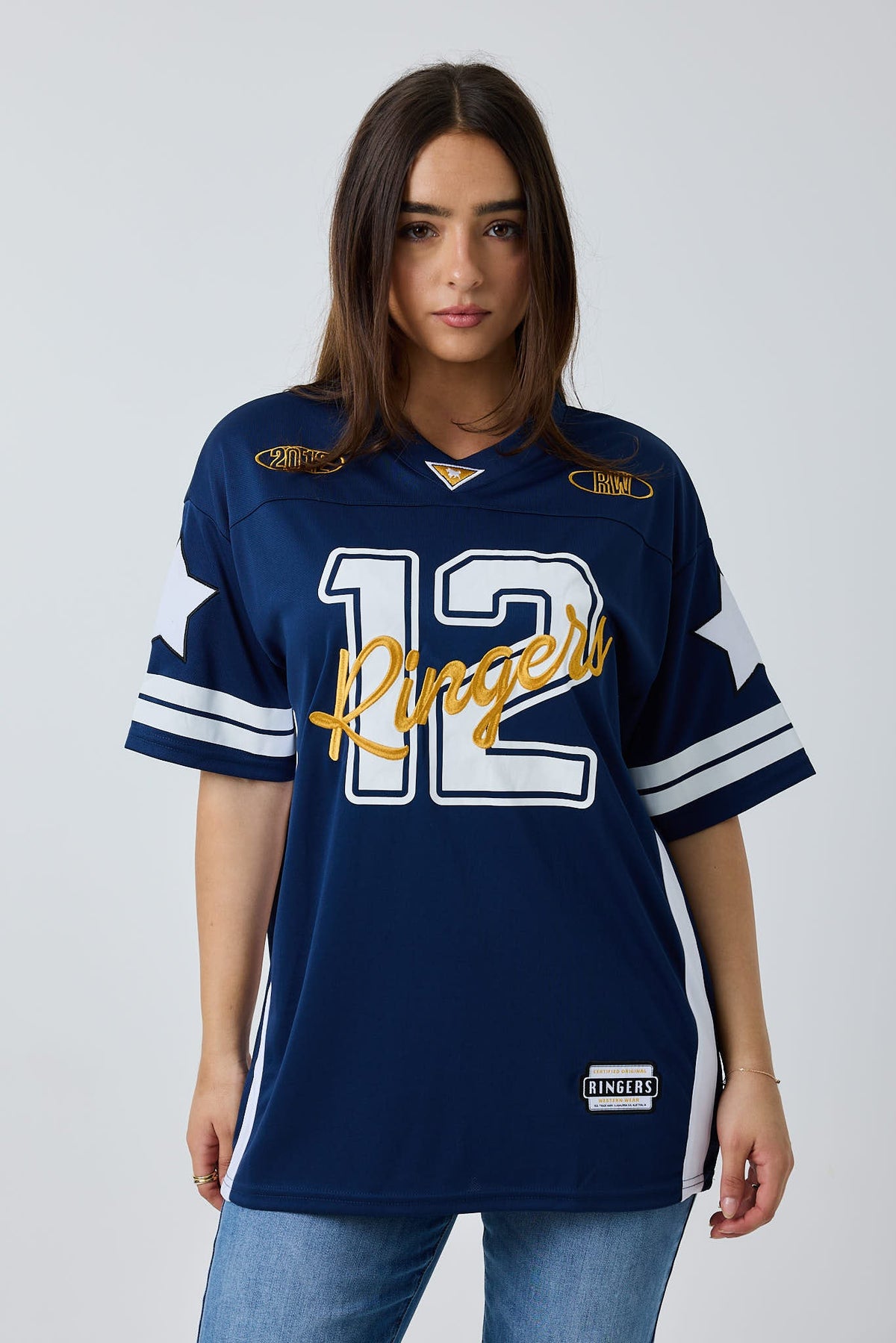 Ringers Western Since 2012 Unisex Ringers Football Jersey - Navy White Front